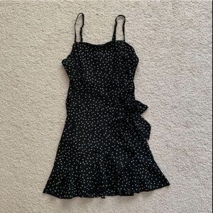 Princess Polly black polka dot wrap dress